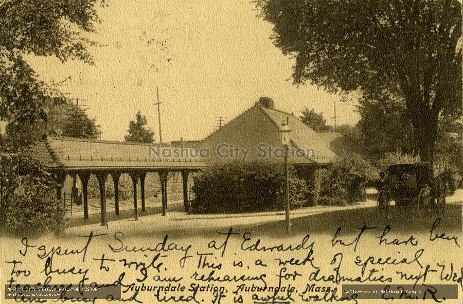 Postcard: Auburndale Station, Auburndale, Massachusetts